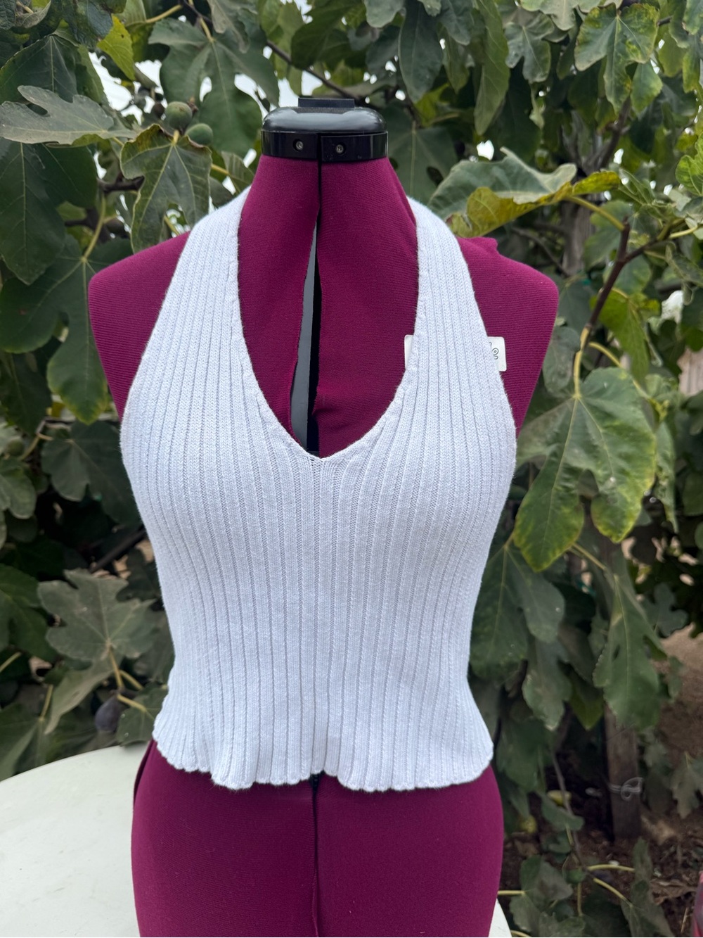 Forever 21 White Ribbed Halter Tank Top